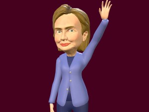 hillary clinton caricature low poly rigged 3D Model