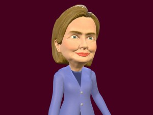 hillary clinton caricature low poly rigged 3D Модель