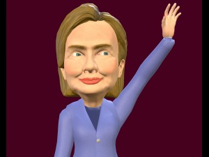 hillary clinton caricature low poly rigged 3D Модель