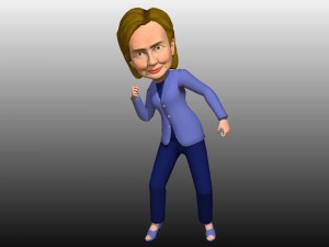 hillary clinton caricature low poly rigged 3D Модель