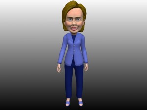 hillary clinton caricature low poly rigged 3D Модель