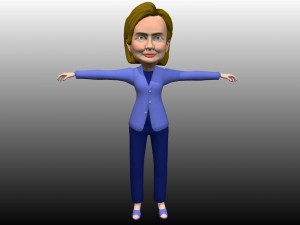 hillary clinton caricature low poly rigged 3D Модель