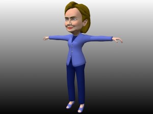 hillary clinton caricature low poly rigged 3D Модель