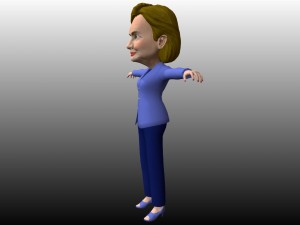 hillary clinton caricature low poly rigged 3D Модель