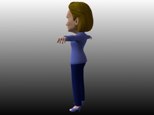 hillary clinton caricature low poly rigged 3D Модель