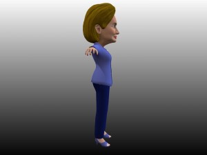hillary clinton caricature low poly rigged 3D Модель