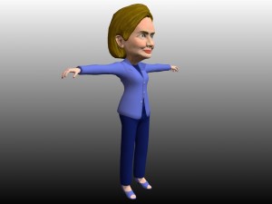 hillary clinton caricature low poly rigged 3D Модель