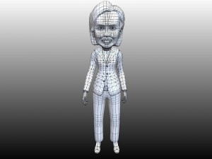 hillary clinton caricature low poly rigged 3D Модель