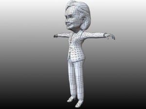 hillary clinton caricature low poly rigged 3D Модель