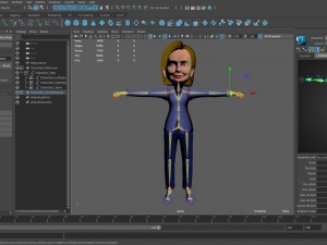hillary clinton caricature low poly rigged 3D Модель