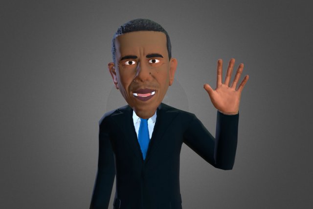 barack obama caricature 3Dモデル .c4d .max .obj .3ds .fbx .stl .blend 