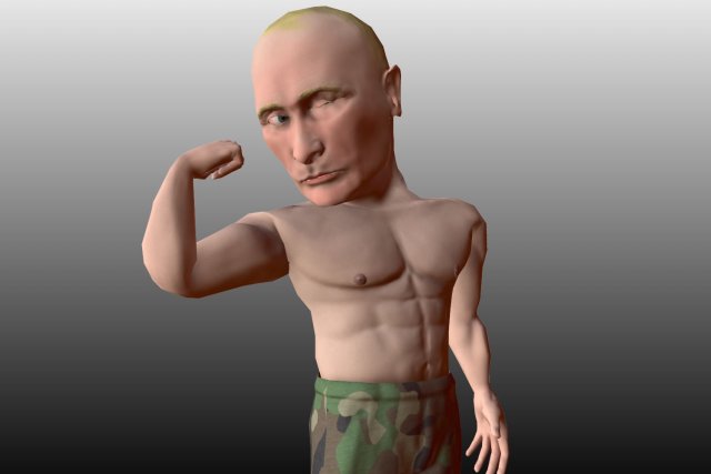 vladimir putin caricature 3D Модель .c4d .max .obj .3ds .fbx .stl .blend 