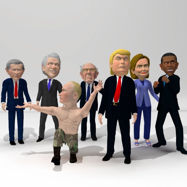 political caricatures pack 3D 모델 .c4d .max .obj .3ds .fbx .stl .blend 