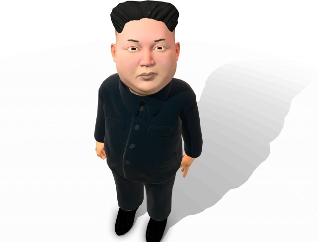 kim jong un caricature low poly animated 3D Модель .c4d .max .obj .3ds .fbx .stl .blend 