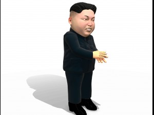 kim jong un caricature low poly animated 3D Модель