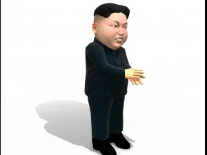 kim jong un caricature low poly animated 3D Model
