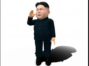 kim jong un caricature low poly animated 3D Model