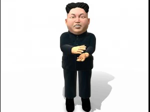 kim jong un caricature low poly animated 3D Model