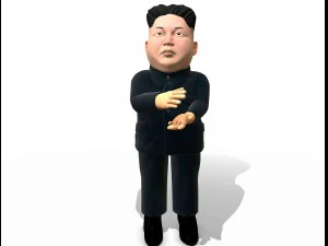 kim jong un caricature low poly animated 3D Model