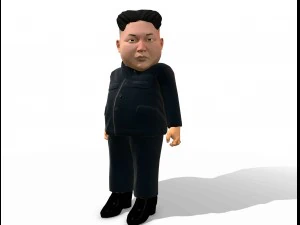 kim jong un caricature low poly animated 3D Model