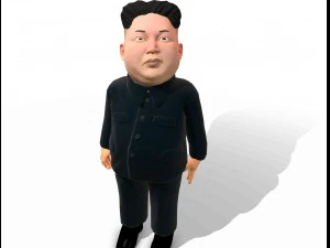 kim jong un caricature low poly animated 3D Model