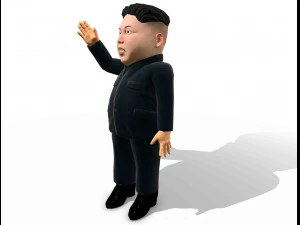 kim jong un caricature low poly animated 3D Model