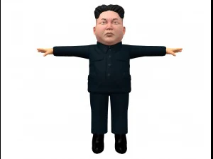 kim jong un caricature low poly animated 3D Model