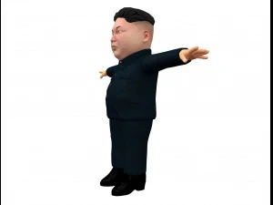 kim jong un caricature low poly animated 3D Model