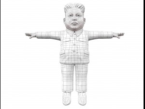 kim jong un caricature low poly animated 3D Модель
