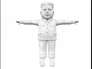 kim jong un caricature low poly animated 3D Model