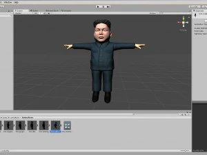 kim jong un caricature low poly animated 3D Model