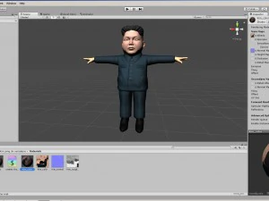 kim jong un caricature low poly animated 3D Model