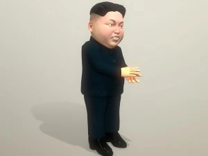 kim jong un caricature low poly animated 3D Model
