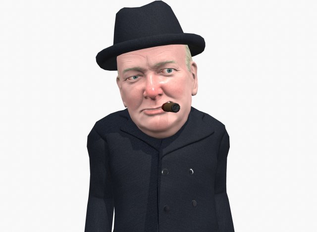winston churchill caricature Model 3D .c4d .max .obj .3ds .fbx .stl .blend 