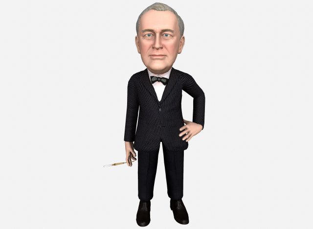franklin delano roosevelt caricature 3D Модель .c4d .max .obj .3ds .fbx .stl .blend 