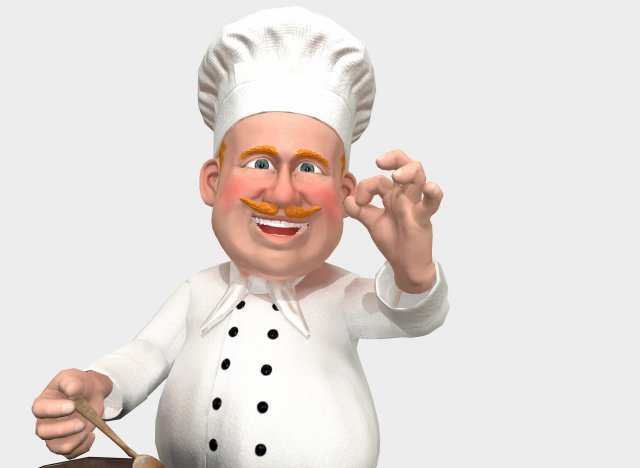 chef caricature 3D Model .c4d .max .obj .3ds .fbx .stl .blend 