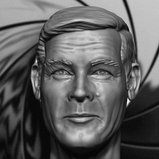 roger moore 3d printable portrait 3D 프린트 모델 .c4d .max .obj .3ds .fbx .stl .blend 
