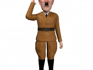 hitler caricature rigged animated low poly 3D Model