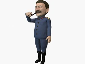 Caricatura di Stalin, gioco animato low poly truccato pronto Modello 3D