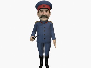 stalin caricature rigged animated low poly game ready 3D Model