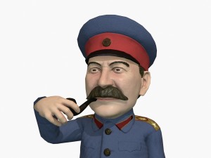 stalin caricature rigged animated low poly game ready 3D Model