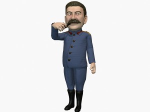 stalin caricature rigged animated low poly game ready 3D Model