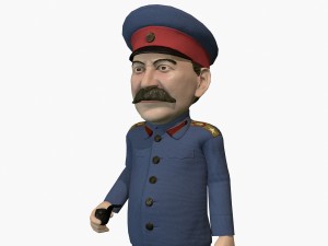 stalin caricature rigged animated low poly game ready 3D Model