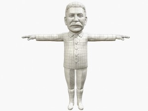 stalin caricature rigged animated low poly game ready 3D Model