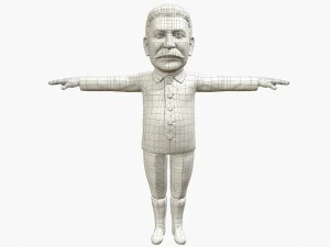 stalin caricature rigged animated low poly game ready 3D Model