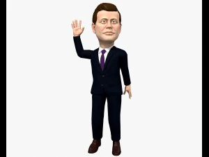 john fitzgerald kennedy jfk game ready rigged animated low poly 3D Model