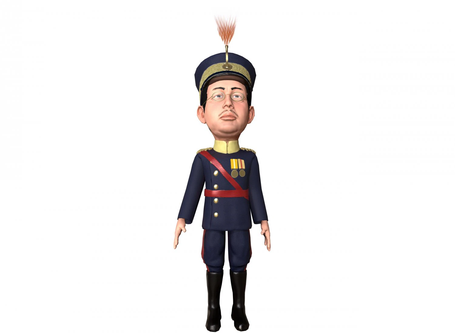 emperor hirohito stylized 3d character rigged animated lowpoly 3D Model .c4d .max .obj .3ds .fbx .stl .blend 