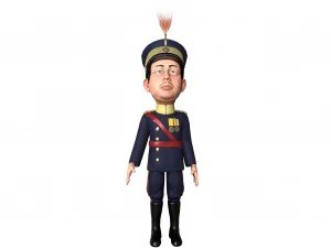 cesarz Hirohito stylizowany, animowany lowpoly z sfałszowaną postacią 3D Model 3D
