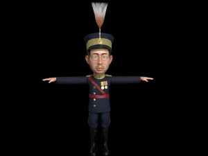emperor hirohito stylized 3d character rigged animated lowpoly 3D Model