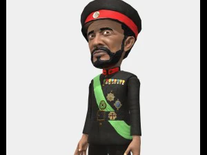 Haile Selassie personaje del juego de baja poli. Modelo 3D